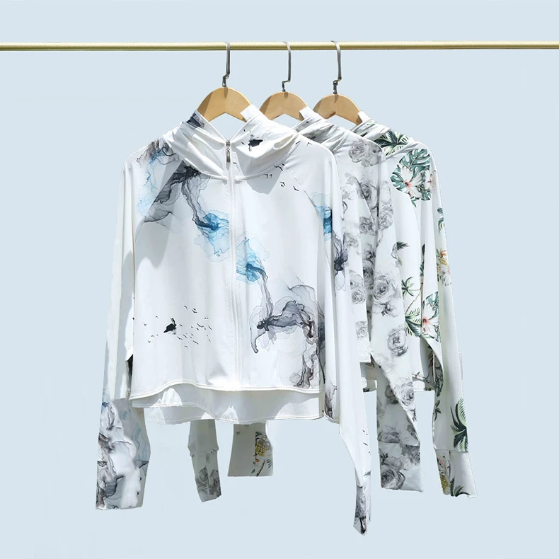 【国风印花防晒衣】时尚印花斗篷短款大帽檐遮阳防紫外线防晒服8810