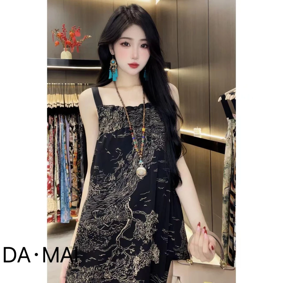 DA.MAI-2025女款轻奢宽松长裙春夏缎料无袖气质时尚连衣裙
