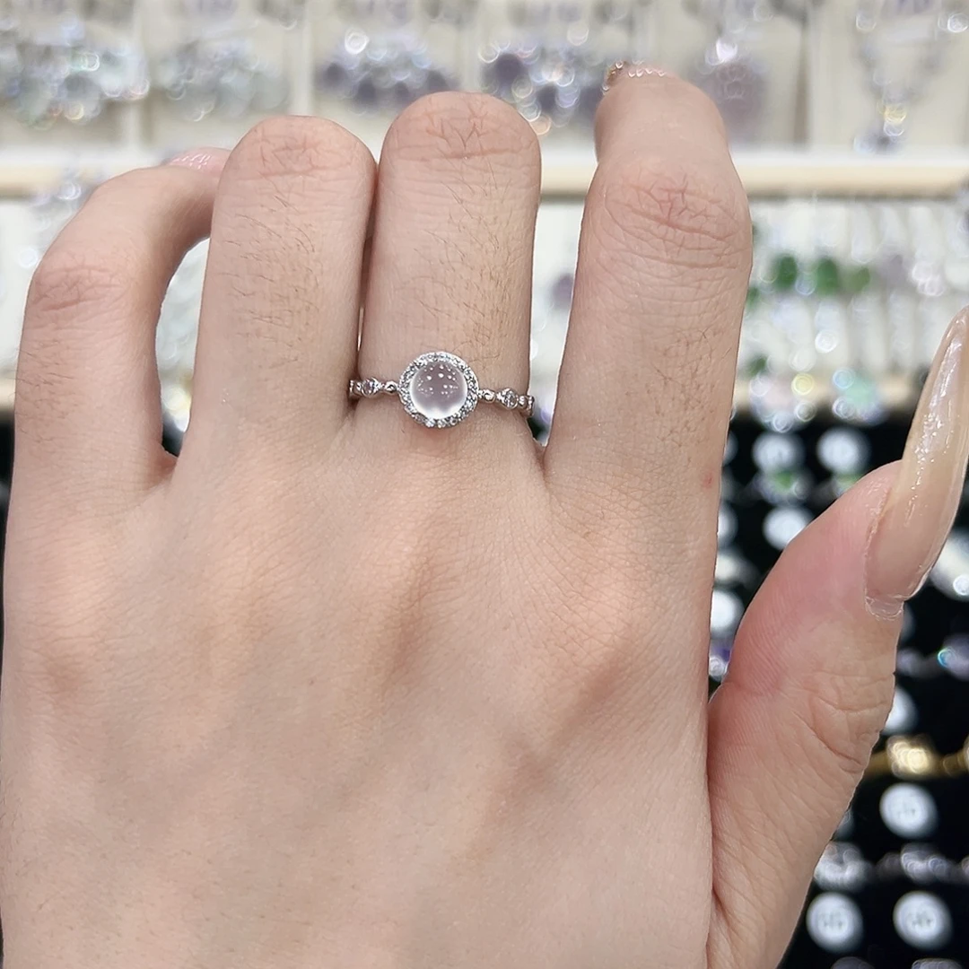 岫玉银S925镶嵌戒指