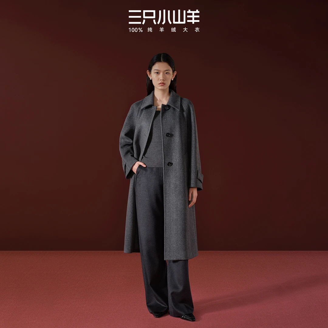 三只小山羊风绮 100纯羊绒大衣/VM2X1913