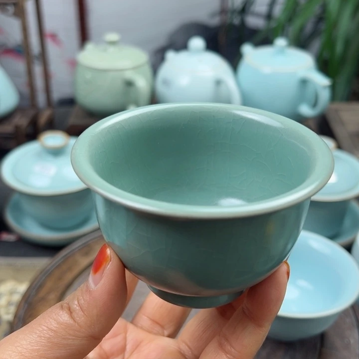 杯用****2仿古釉压手杯微瑕