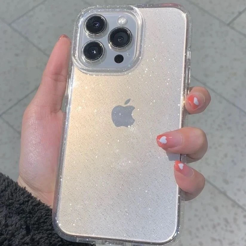 适用透明闪粉壳15PLUS苹果16promax14手机壳12iPhone13XR创意118p