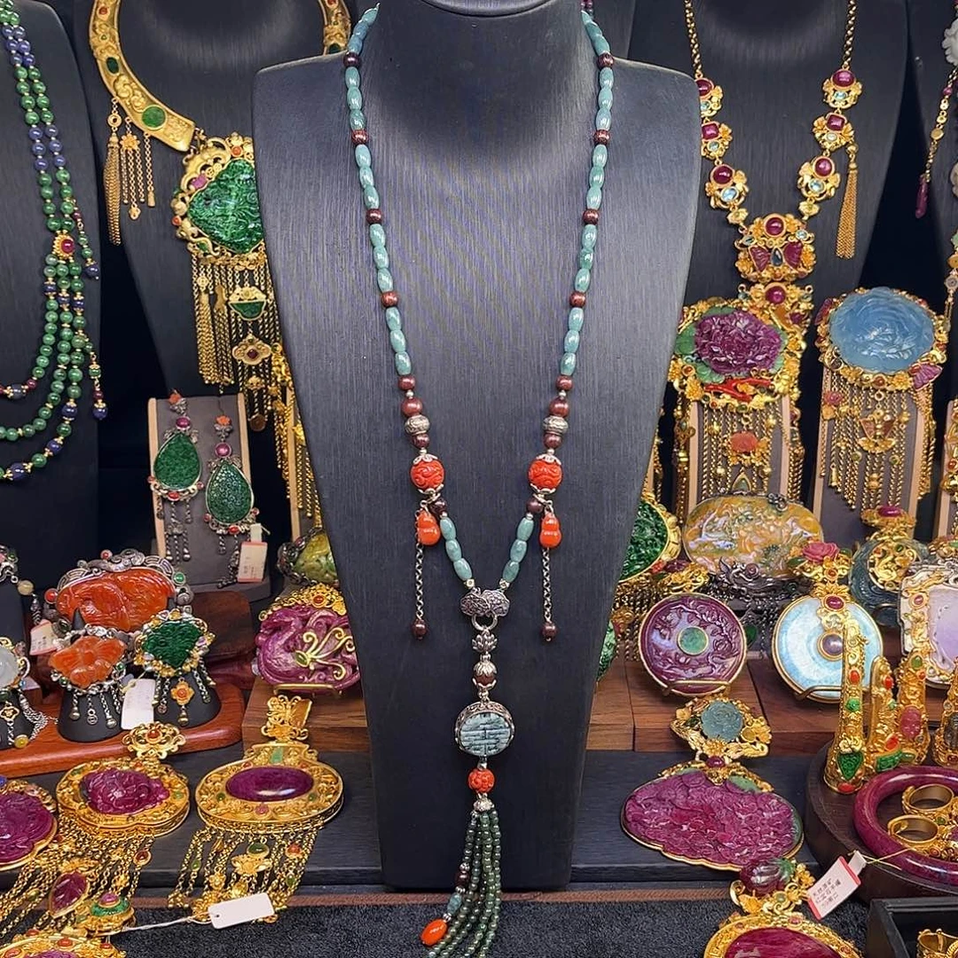 翡翠未镶嵌项链翡翠多宝项链毛衣链