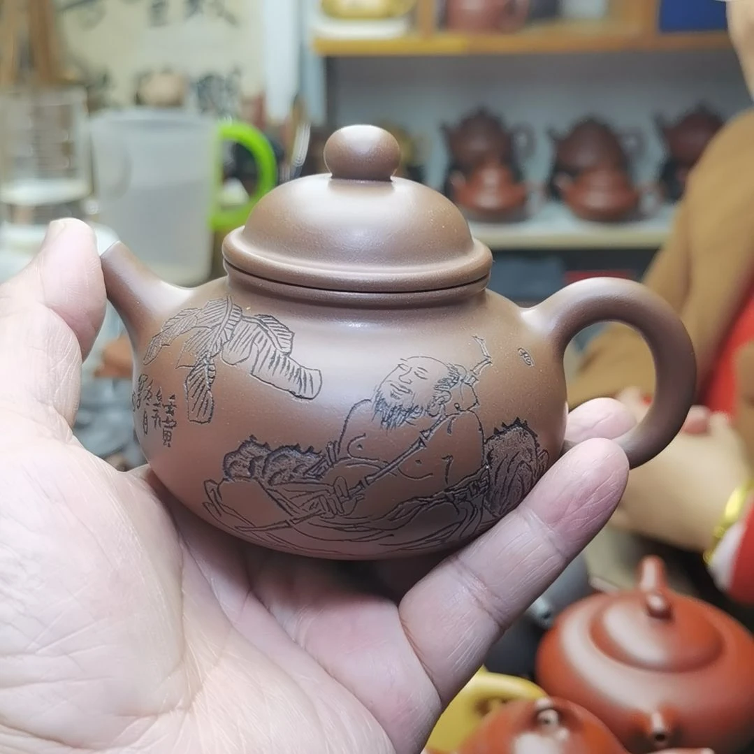 篝***火茶壶紫砂老紫泥容天壶210CC容量