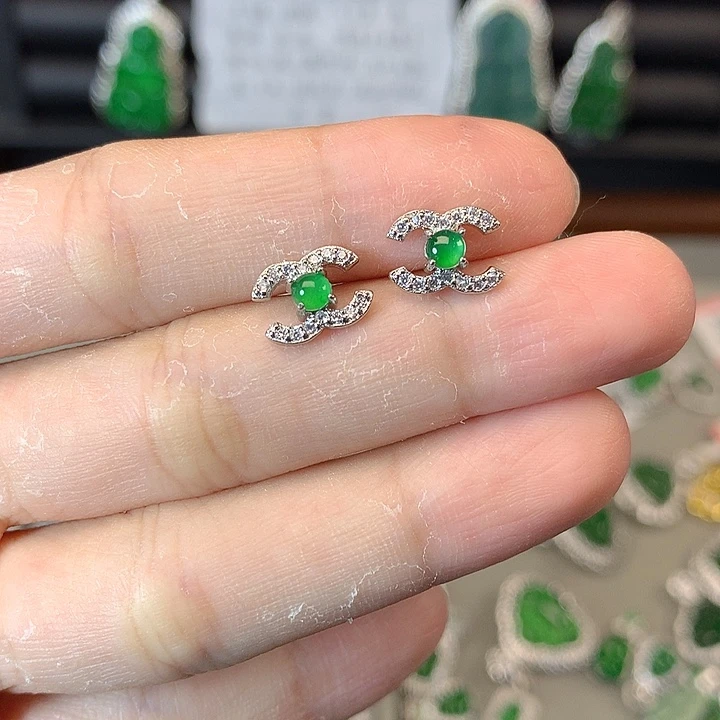 翡翠未镶嵌耳饰耳钉