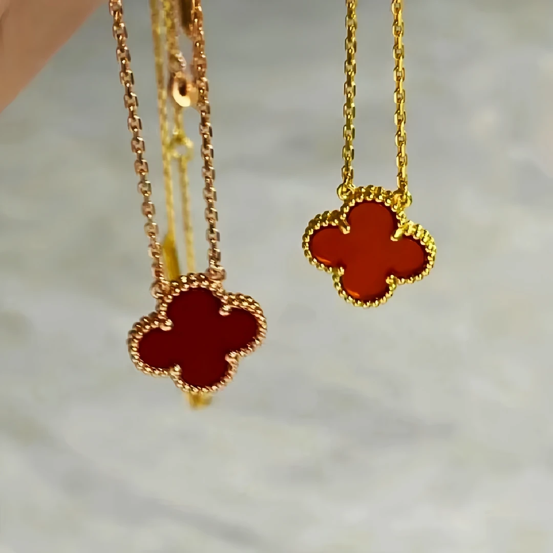 18K金高版本四花项链长度40调节45CM多样性发一件K黄K玫可选