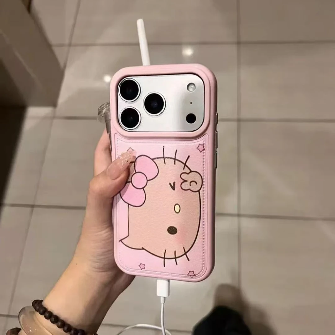 比耶黑皮kt猫适用于iphone17Promax手机壳16Pro苹果15可爱14防摔