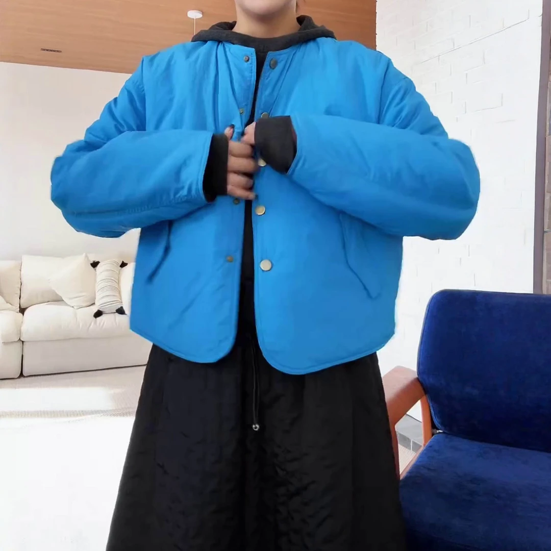 时尚韩版百搭复古短款棉服2025冬季新款宽松显瘦加厚保暖棉衣外套