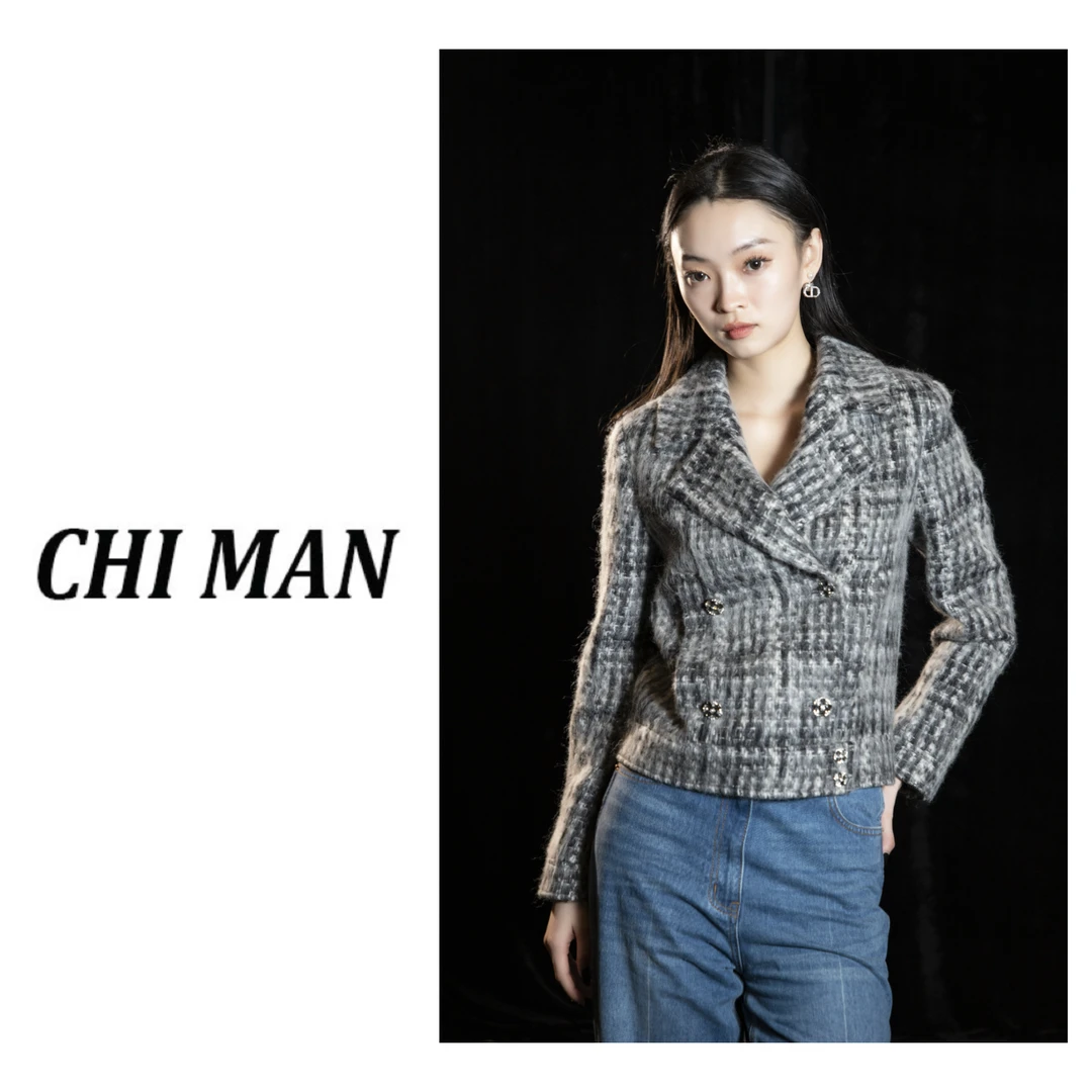 【CHIMAN】高级订制100%澳洲超细羊毛短款外套2025春季设计师新款