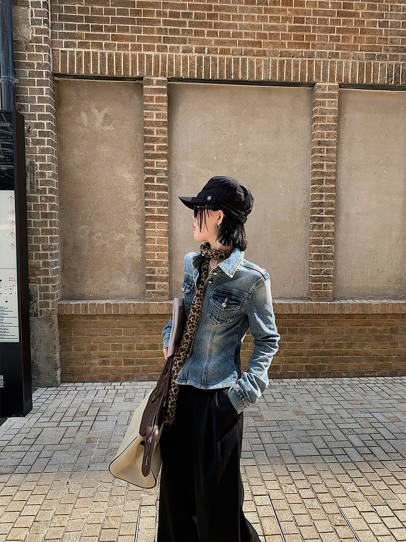 十三粥私服 小蛮腰 复古牛仔外套短款女柔软亲肤内搭外穿SJ0051