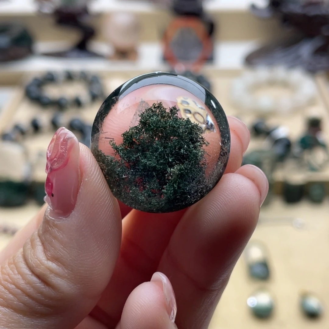 小***~颈饰水晶未镶嵌绿幽灵吊坠打孔定制不退换