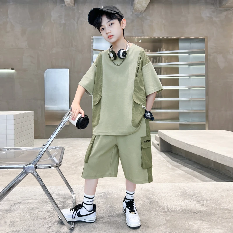 男童夏款套装2024新款短袖中大儿童两件套运动潮BF487