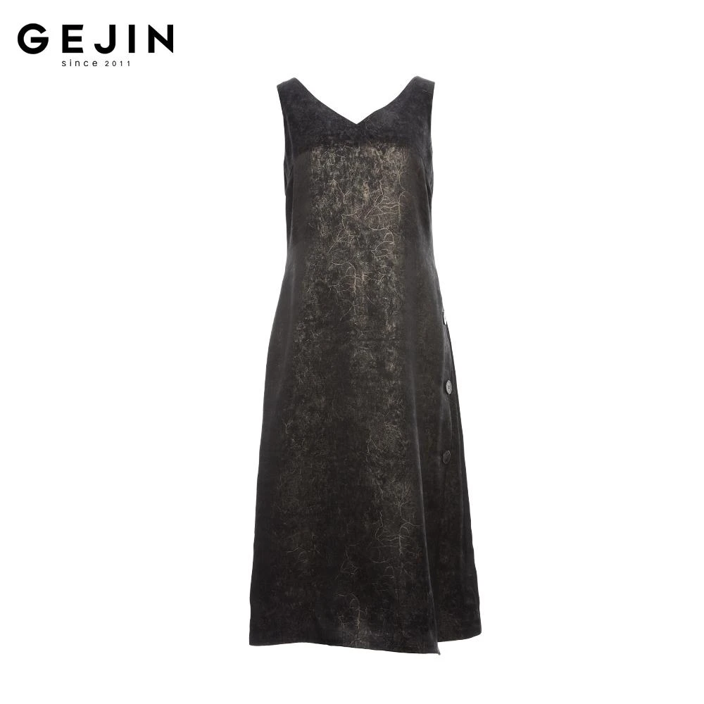 GEJIN/歌锦2025春季修身新款时尚气质国风感连衣裙91825901222