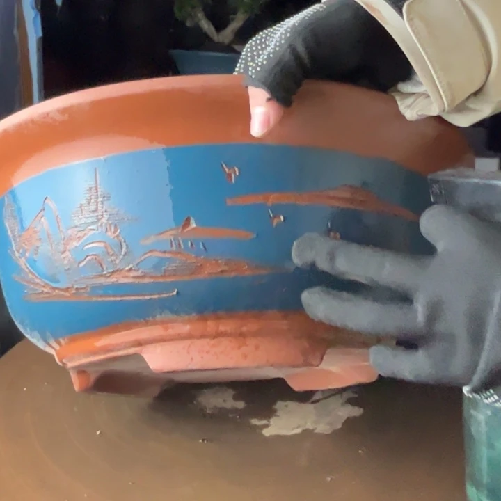 紫砂大蓝40花盆花盆