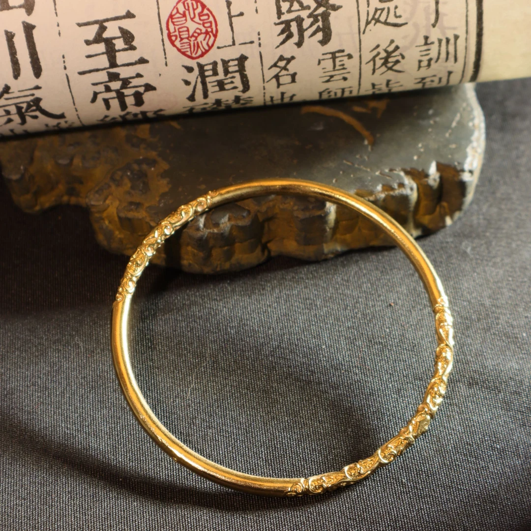 合金手镯 哪吒乾坤圈古法卷草纹手镯