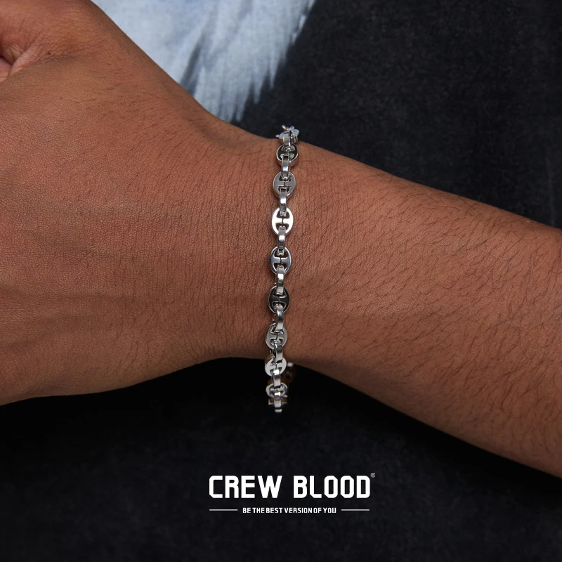 钛钢手链 CREW欧美猪鼻子手链男士健身拼接复古嘻哈时尚百搭小众