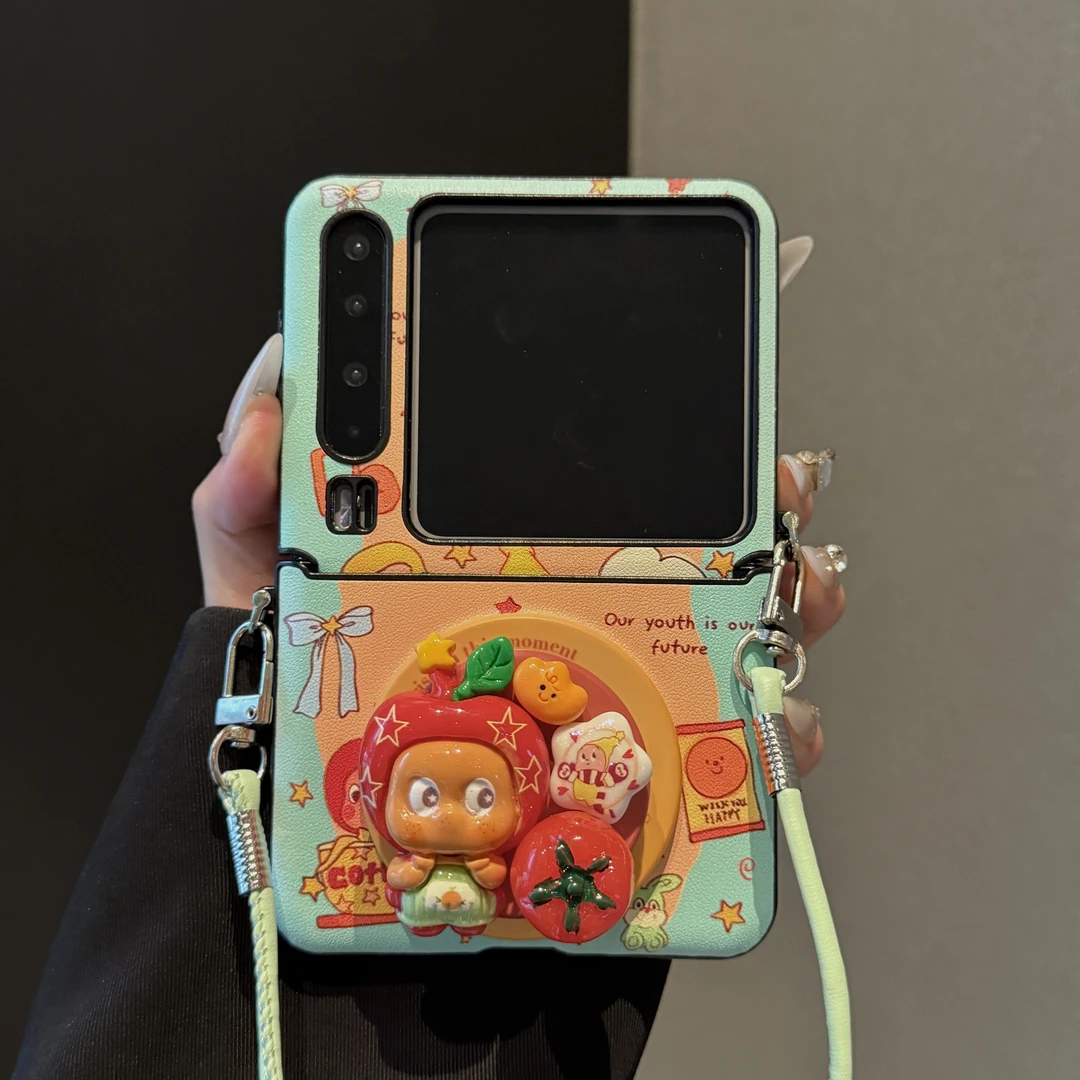 卡通高帽苹果星星人适用华为purax手机壳折叠屏保护套手提挂绳