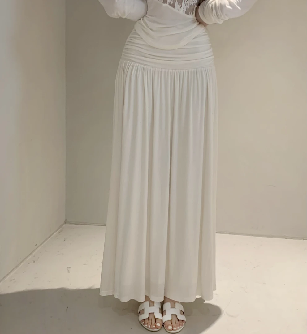 Yucii 垂感半身裙女高腰春夏气质设计感宽松显瘦长裙