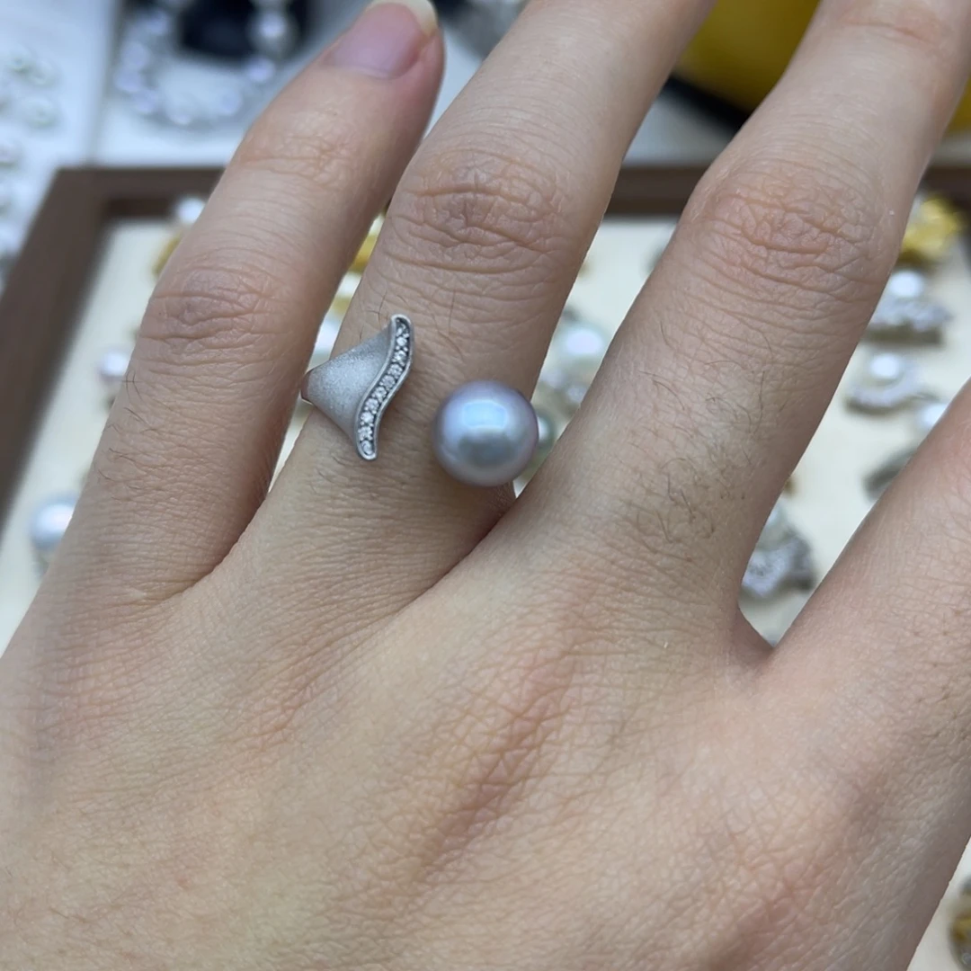戒指海水珍珠银S925镶嵌