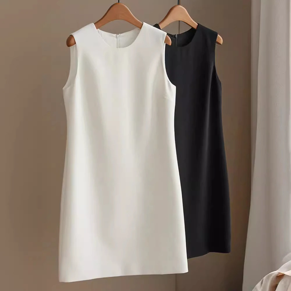 现货无袖夏季连衣裙裙子女夏新款轻熟风优雅气质显瘦时尚字背心裙