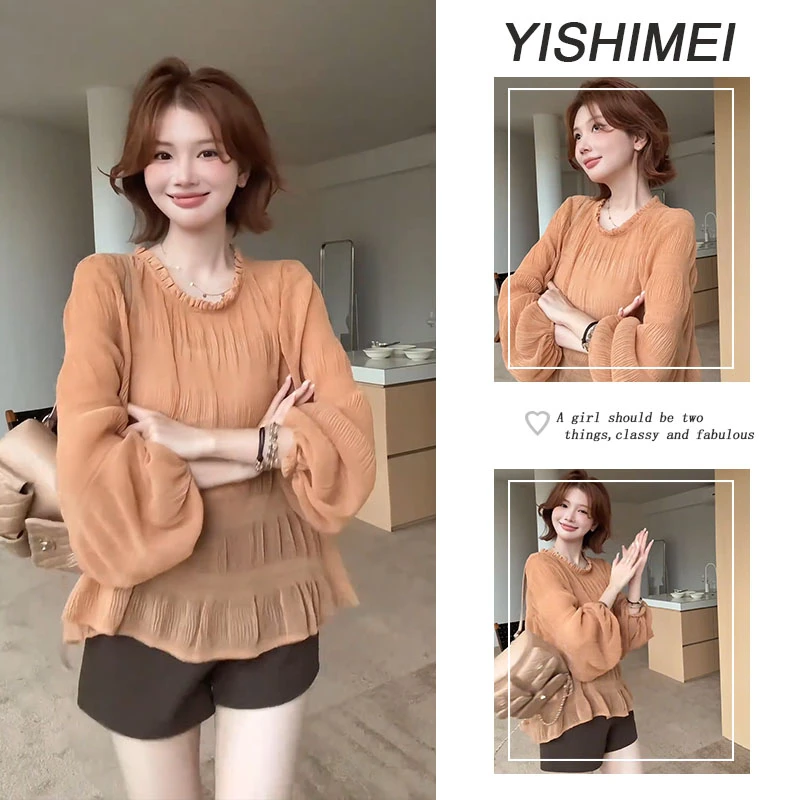 夏季温柔2025新款韩系小众时尚气质显瘦长袖上衣休闲百搭短裤套装