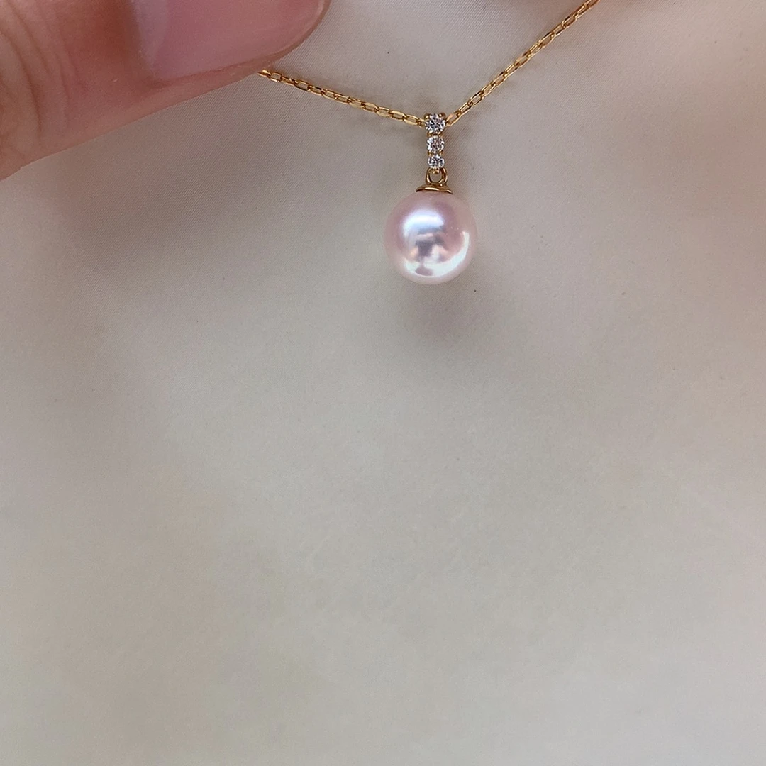 海水珍珠18K金镶嵌吊坠(赠链)8.4mm ak