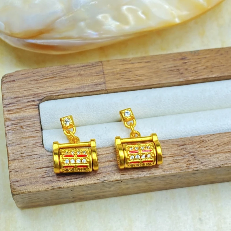 耳饰 K0781经典黄色锁红杠耳钉多样性发货47981