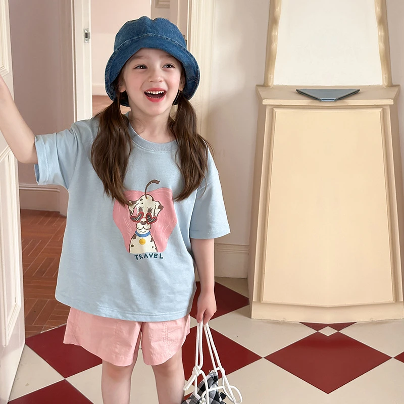 【小冰皮】韩版休闲T恤夏女童舒适凉感小冰皮卡通可爱短袖 25C155