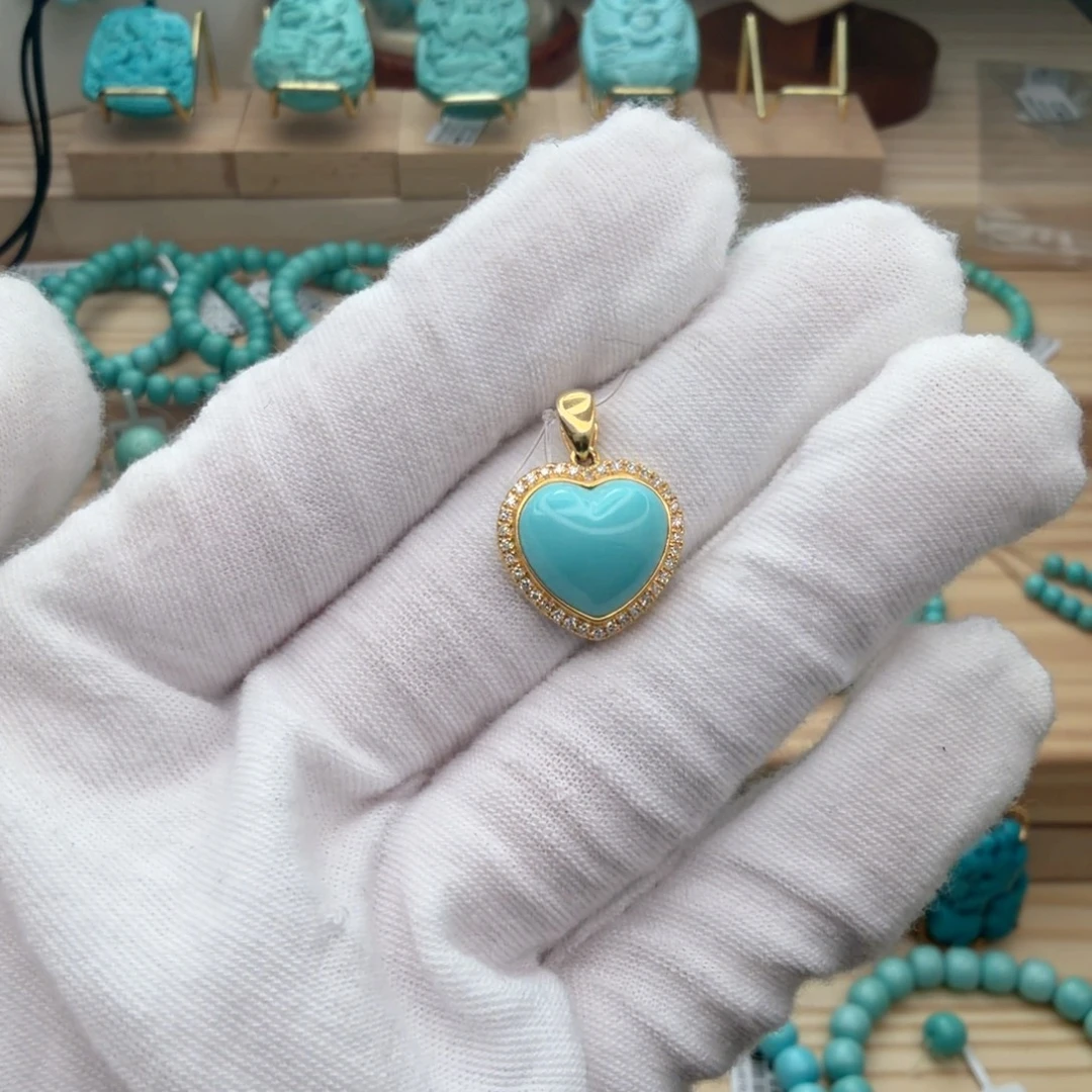 绿松石18K金镶嵌珠宝奇石