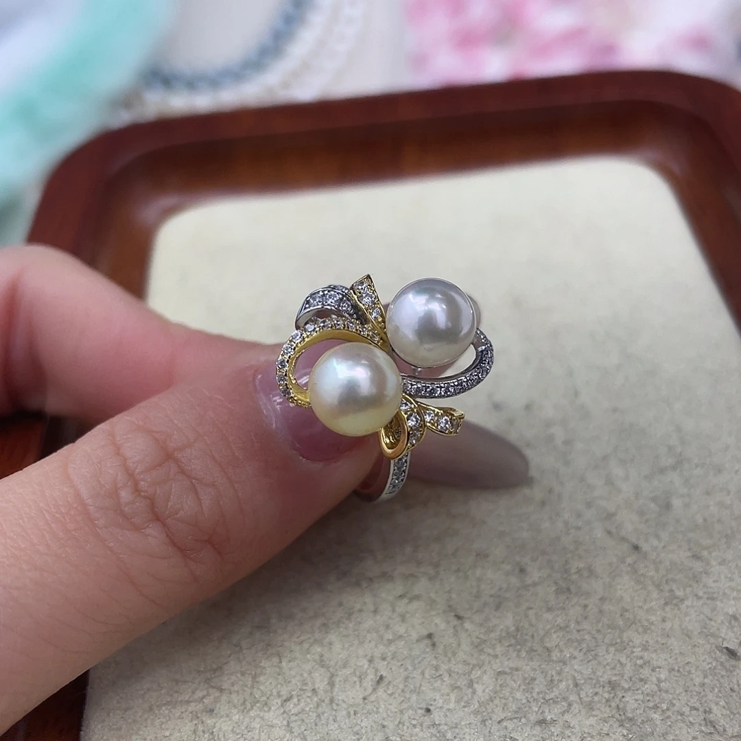 银S925镶嵌海水珍珠戒指