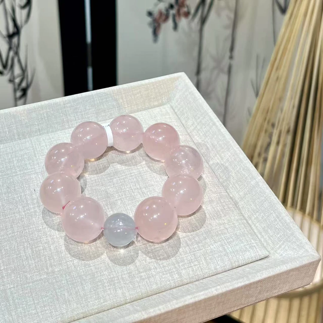 「拍两件79*2」4681 20mm粉晶+拉丝绿萤石 水晶