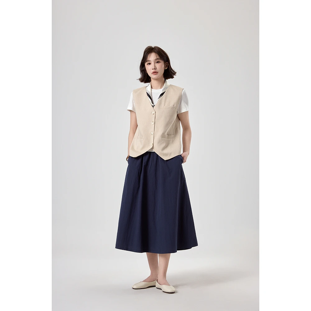 【林逾静】“T丝裙”高质量极简慵懒宽松显瘦透气半身裙01092