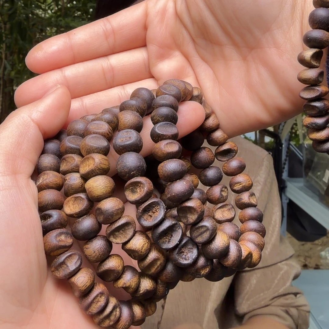 沉香手串高山老树虎斑紫奇天然虫漏开口笑多样性发其一1.0mm