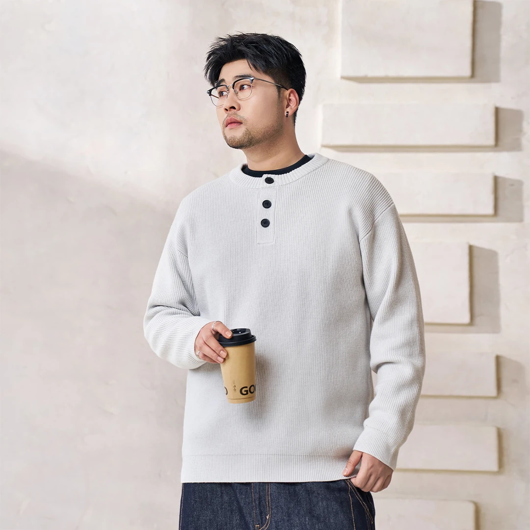 【亨力领毛衣】森老板大码男装高级感秋季简约休闲针织宽松加大长袖