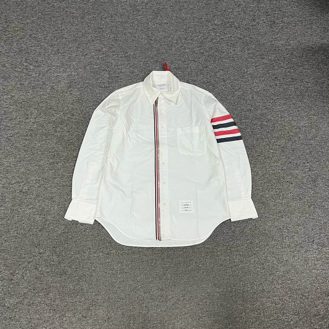 99新 AMIPARIS Thom Browne TB 四条纹 牛津纺 拉链衬衫 0码