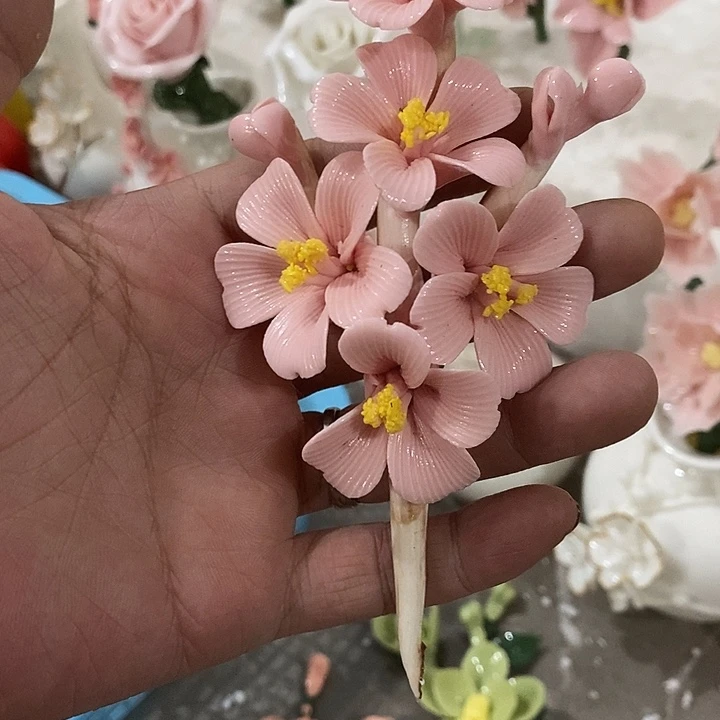 瓷片纯手工陶瓷花摆件瑕