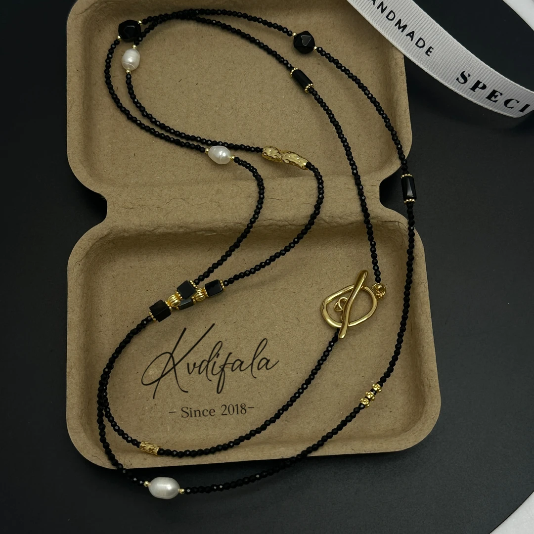 钛钢项链 白色【黑方】多戴法挂脖叠戴OT黑色长款毛衣链时尚女百搭