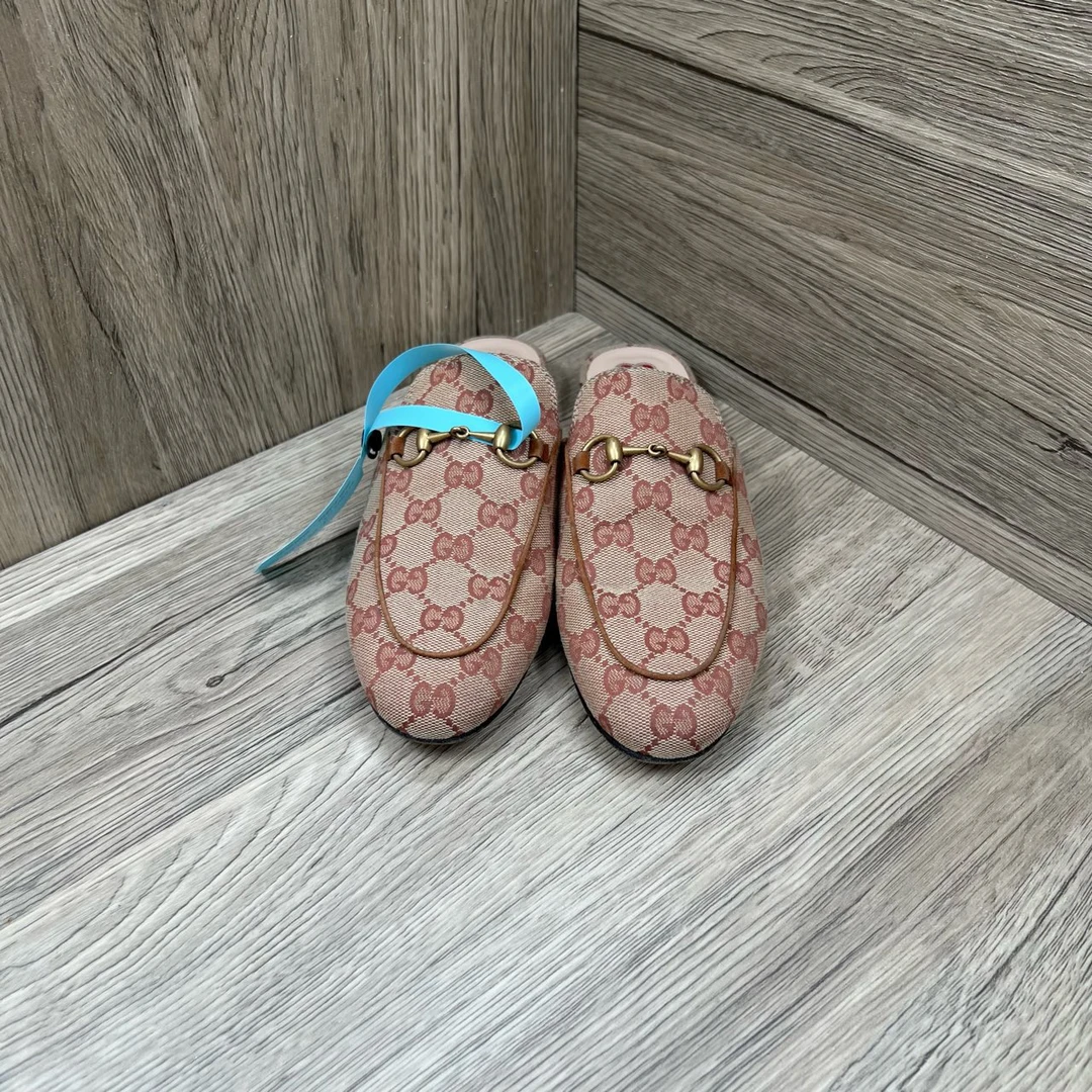 Gucci 古驰 棕红色双G满印穆勒半拖 36码/9新/无配件