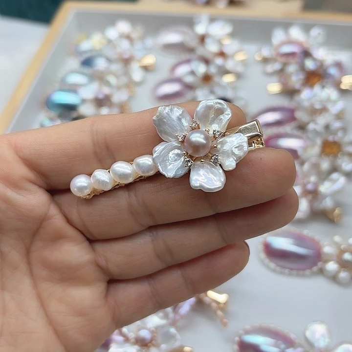 淡水珍珠发饰银S925镶嵌