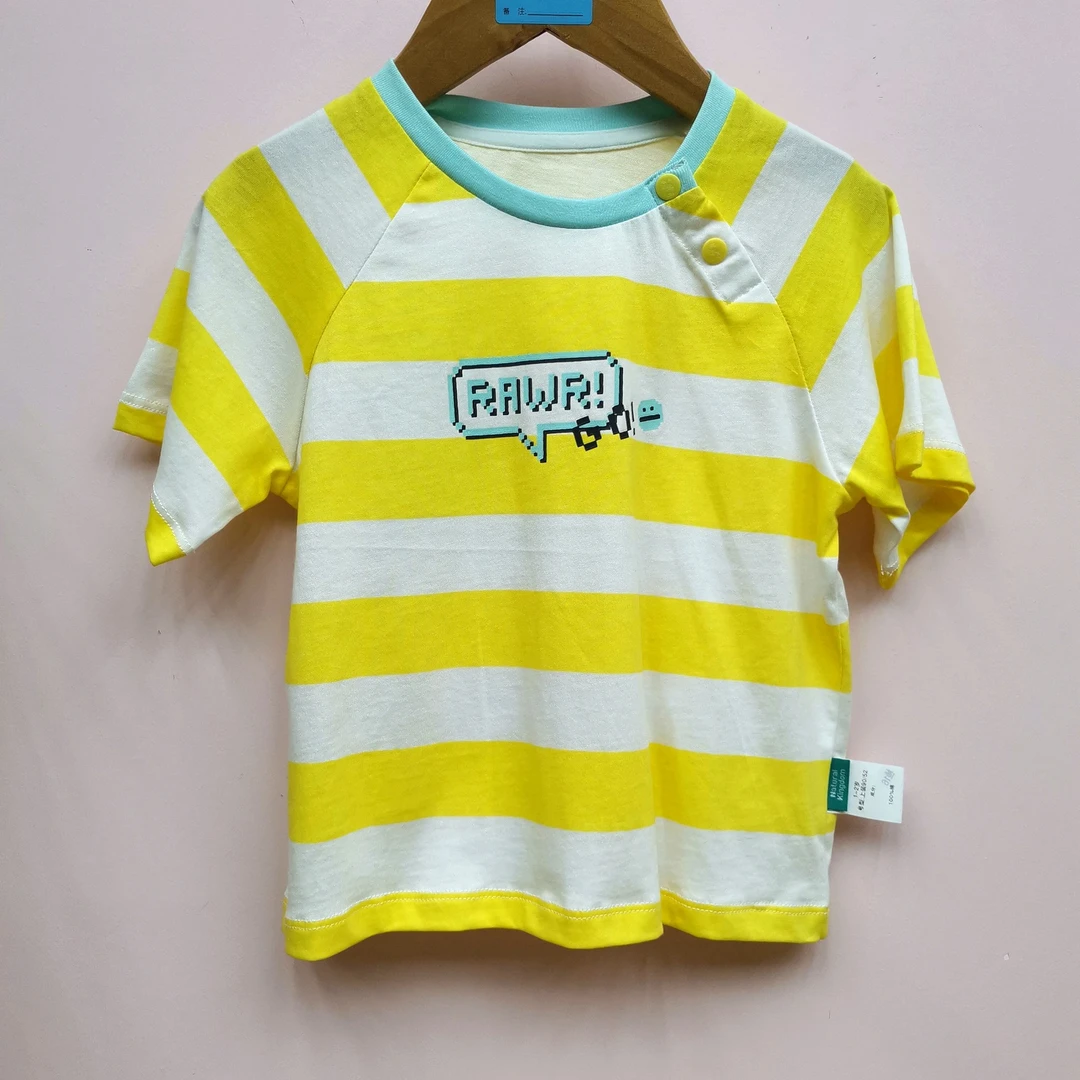 优儿宝贝【六月浮力】夏季儿童T恤1121130小童宝宝纯棉条纹圆领T恤