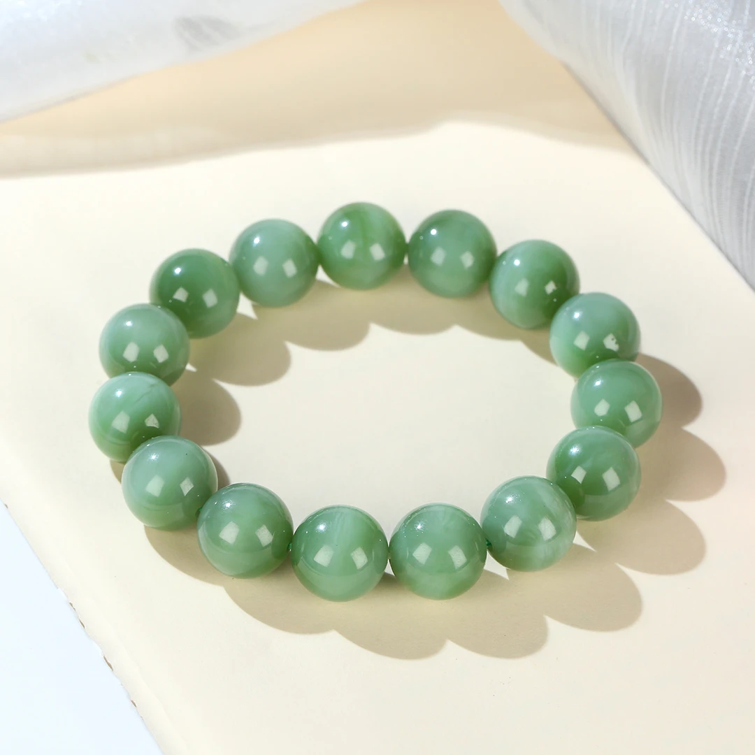 【麦子家族秋季特惠】天然和田玉手串碧玉13-14时尚百搭SC516