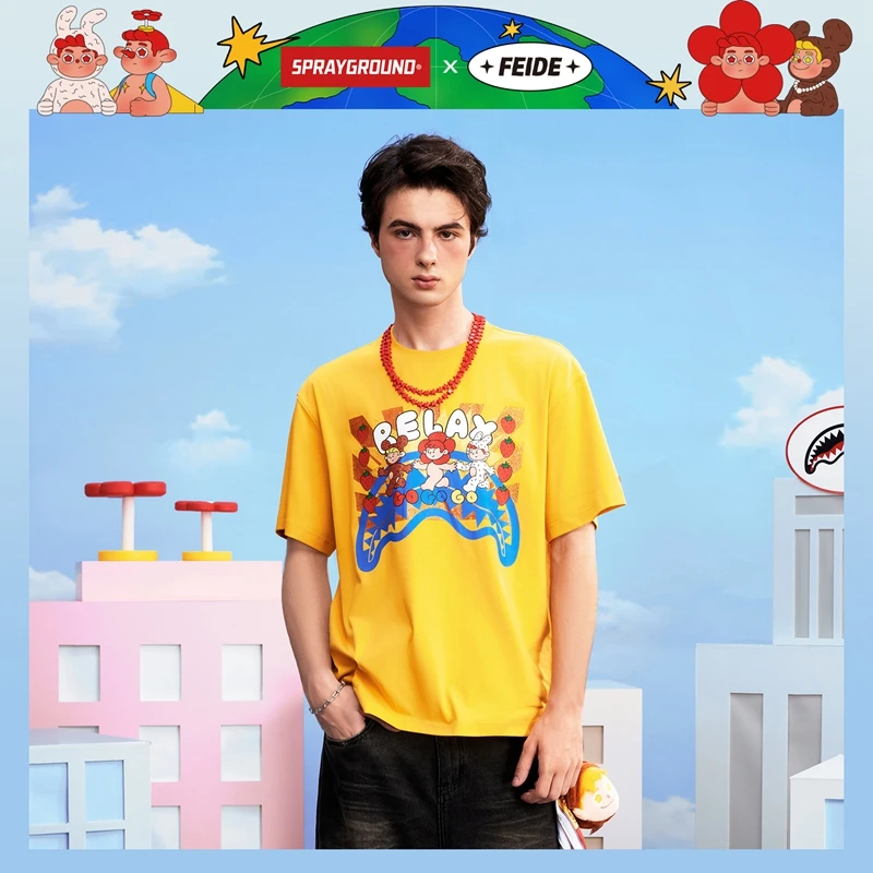 【FEIDE联名】SPRAYGROUND鲨鱼嘴短袖T恤重磅流金印花GC WE130209