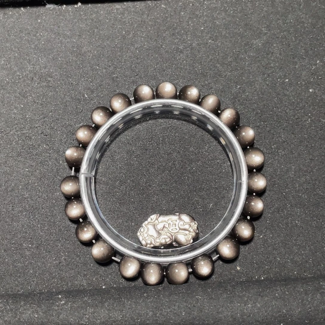 媛***贝黑曜岩未镶嵌手链