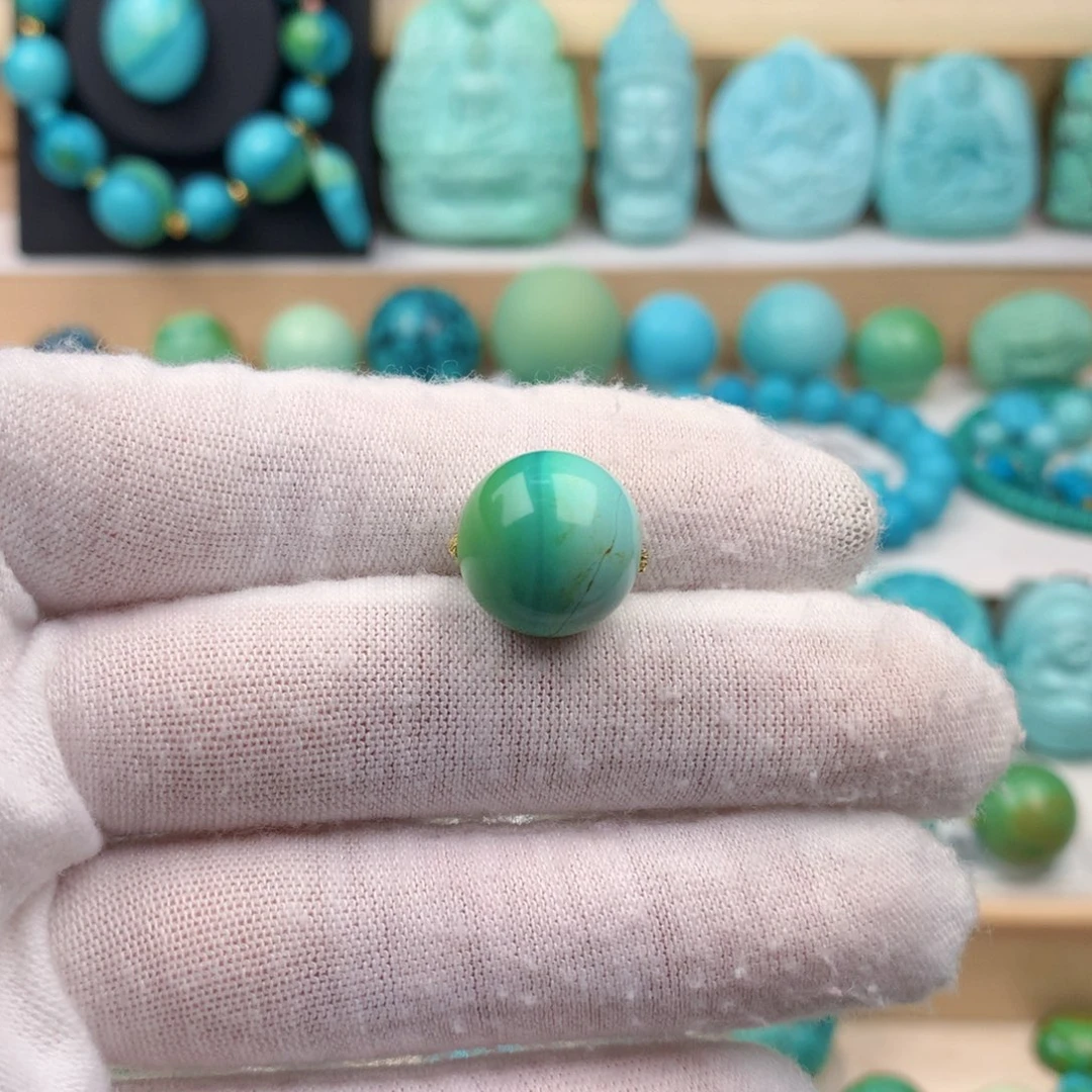 未镶嵌绿松石珠宝奇石13.6mm