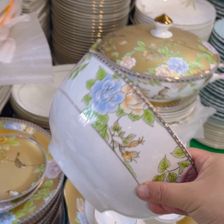 瓷片琴瑟和鸣八寸汤碗一个