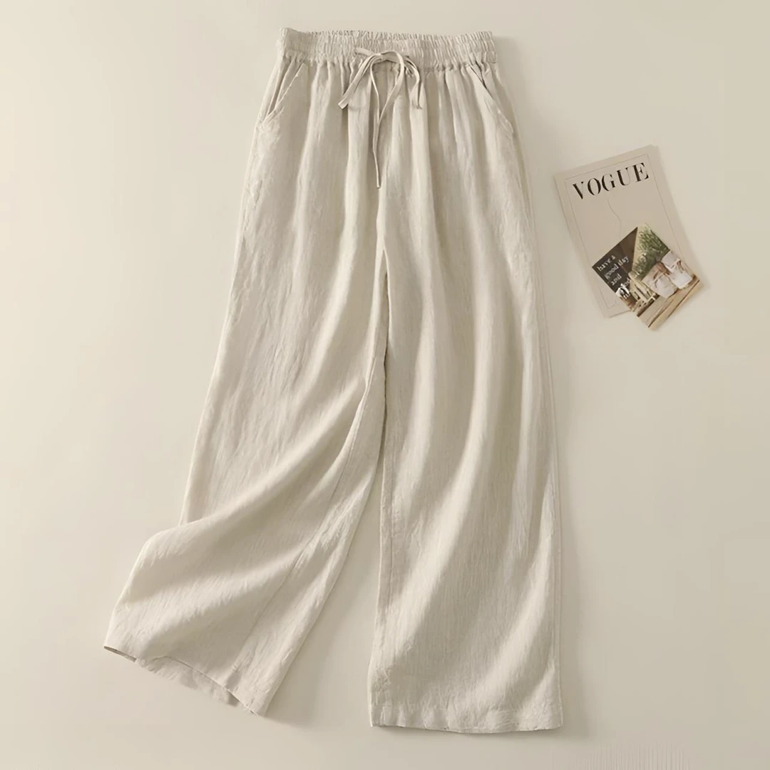 夏季中老年薄款女士阔腿裤时尚大气宽松透气直筒裤垂感休闲显瘦