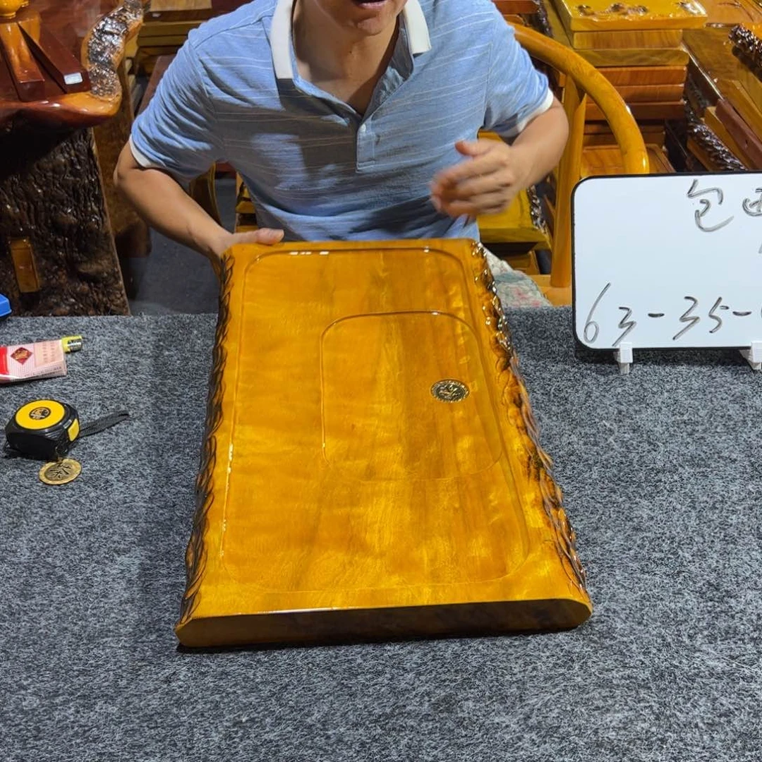 缅甸大叶金丝楠实木茶盘
