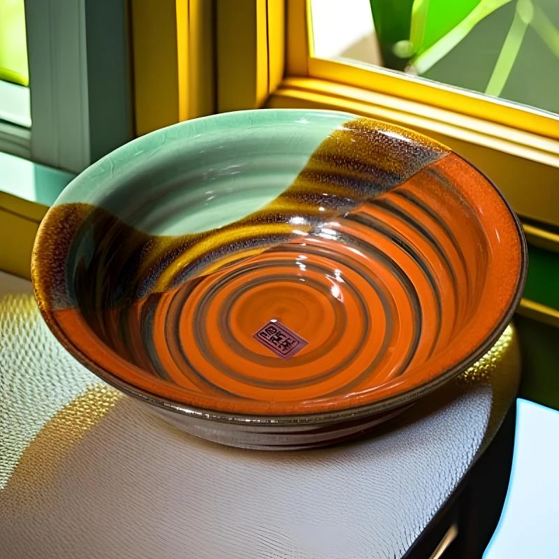 磁州窑红天目加碧玉釉色果子碗，餐碗，口径15厘米，高5.5厘米