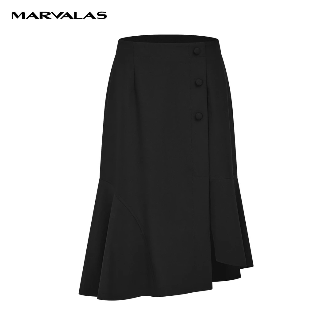 【羊羊专属】曼德诗不规则裙摆鱼尾裙时尚纯色长裙女M207305024