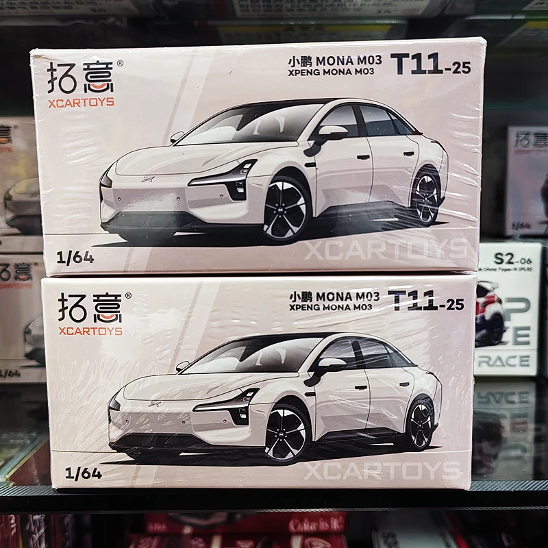 拓意合金车模1/64小鹏p7+汽车模型男孩玩具三厢民用商务轿车收藏
